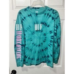 HUF Worldwide Green Tie Dye T-Shirt Size Small S